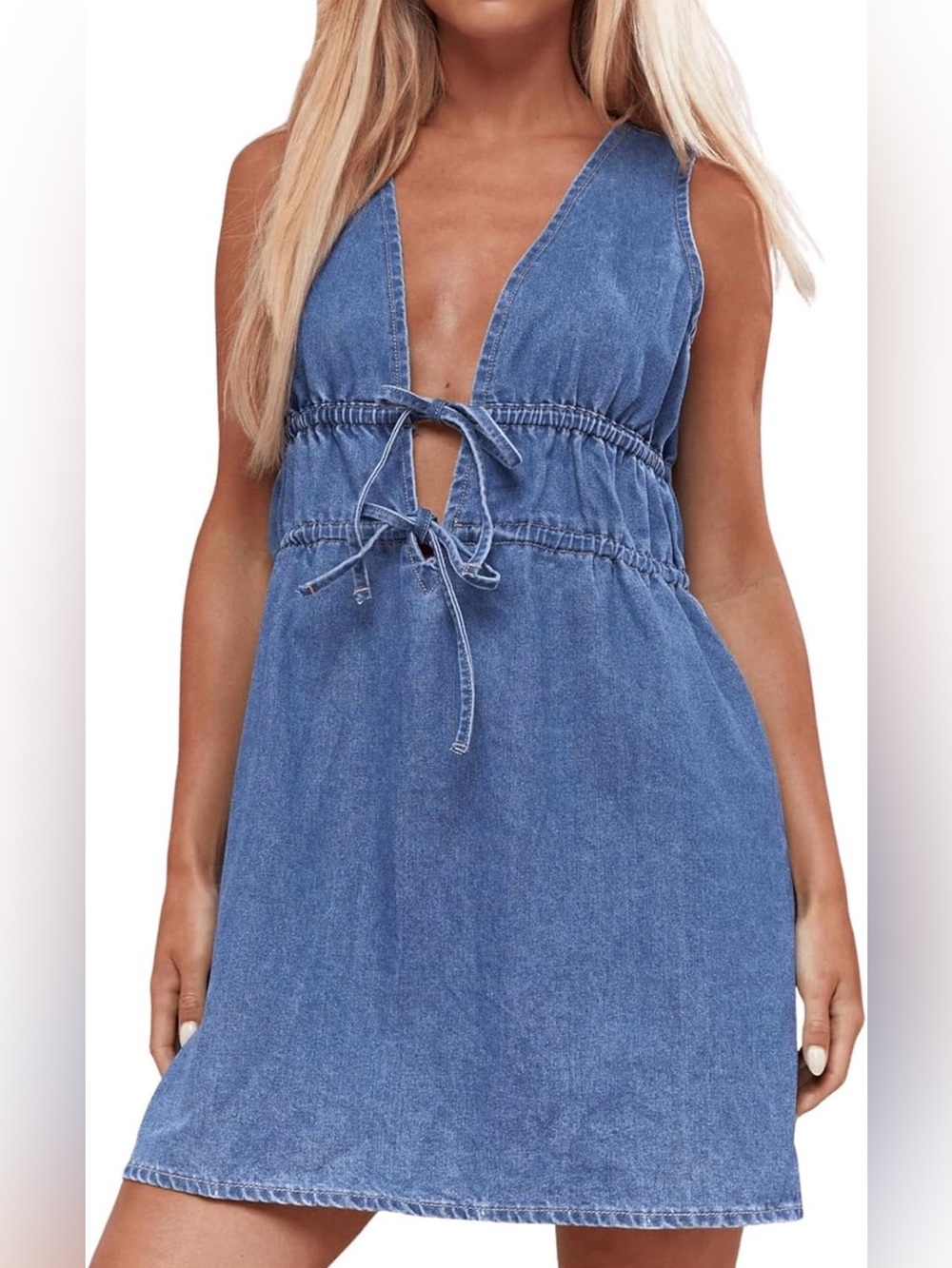 H&M Denim Tie-Front Dress